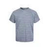 Camiseta de Manga Corta Texturizada a Rayas Retro para Hombre y Mujer, Nuevo Estilo de Verano, Top de Punto Transpirable de Alta Gama, Hombro Normal, Corte Holgado