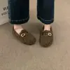 Sapatos femininos tamanho grande 40-43, sapatos peludos com salto, mocassins quentes e estilosos de inverno, mocassins de algodão antiderrapantes slip-on da moda 42