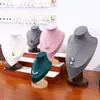 Soporte para Joyería de Nogal Soporte para Exhibición de Collares en el Cuello Modelo de Retrato Estante para Joyería Máscara para Cuello de Collar Accesorios de Exhibición para Mostrador