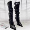 Botas de tacón alto de punta fina tipo stiletto que hacen que las piernas se vean más largas, Nuevas Botas de Moda Trendy 2025 por encima de la rodilla
