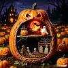Novo produto transfronteiriço: Ornamento de mesa com padrão de coruja dupla face estilo country americano, Decoração de artesanato em madeira para Halloween
