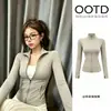 Traje de Yoga Ajustado Gris Nómada para Mujer Otoño Invierno Ajuste Delgado Chaqueta Nuevo Estilo Ropa de Ciclismo Ropa Deportiva para Yoga en Interiores Fitness
