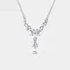 Nuevo Collar de Flor Pequeña con Zirconia en Forma de Gota Estilo Coreano para Mujer, Cadena para el Cuello en Forma de V con un Toque Delicado y de Alta Gama, Cadena para la Clavícula Moderna y Elegante