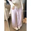 Foto real de los nuevos pantalones de pierna ancha de otoño 2026, estilo coreano, cordón, casual, holgados, simples para mujer 17767