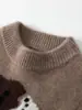 Suéter 100% lana pura para niños y niñas, engrosado para abrigar, con un lindo diseño de caricatura, mangas largas y un estilo relajado y casual, perfecto para otoño e invierno