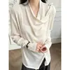 Camisa de protección solar de cuello alto de estilo coreano con corte relajado, top de punto de manga larga, capa base de color liso, camisa ligera informal versátil para hombre de color liso