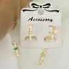 Pendientes de Moda Geométricos con Baño de Cobre y Esmalte Goteado para Mujer, Hebilla de Oreja con Patrón de Flecha de Cupido, Hebilla de Oreja de Moda
