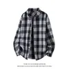 2026 Nueva Camisa de Manga Larga a Cuadros Retro de Corte Holgado para Hombre Transfronteriza, Camisa Cardigan Casual de Moda Juvenil