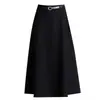 Falda de Color Sólido de Línea A a la Moda para Mujer, Nuevo Estilo Otoño/Invierno 2026, Cintura Alta, Adelgazante, Oculta el Vientre, Elegante de Longitud Media