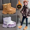 Botas de Nieve para Niños Invierno Nuevo Estilo Suela Suave Antideslizantes Con Felpa Calientes Botas Grandes de Algodón para Niñas Versátiles Zapatos Casuales de Algodón para Niños