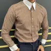 Camisa de Raya Estampada Simple Transfronteriza para Hombre Camisa de Negocios de Primavera para Hombre Tops Sueltos Casuales de Manga Larga para Primavera y Otoño