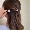 Pinza pequeña para el cabello con forma de perla de camelia, pinza para el cabello de princesa con lado negro, pinza para flequillo roja de red, pinza para el cabello con agarre lateral, accesorios para el cabello
