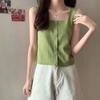 Nueva Camisola Tejida de Cuello Cuadrado Pequeña para Niñas Moda Sexy Ropa Exterior Interior Corta Color Sólido Seda de Hielo Camiseta Base