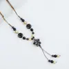 La paz es Fu moda nacional vintage collar de cerámica de Jingdezhen femenino candado de longevidad cadena clavicular colgante artístico cadena clavicular