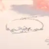 Pulseira Original de Borboleta Flor de Cerejeira para Mulheres, Prata Pura, Estilo Floresta, Pulseira Floral Fresca, Versão Coreana, Joias de Design Simples e Único