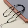 Colgante de Guanyin de Jade Tejido a Mano de 4 Hilos con Cuerda Ajustable Collar de Cuerda con Cuentas de Jade Colgante para Hombres y Mujeres Cuerda