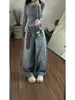 Calça Jeans Scimitar com Estampa de Gravata 3D para Mulheres, Novo Estilo Verão 2026, Calça Larga Reta Solta, Calça Longa
