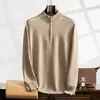 Suéter de Cachemira con Media Cremallera 2026 Otoño e Invierno Nuevo Estilo para Hombre, Ajuste Holgado, Cuello Alto Medio, Suéter Básico para Ropa de Negocios Casual para Personas de Mediana Edad