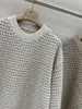 BORBOTIE Tricô Feminino 2026 Outono/Inverno Novo Estilo BC Old Money Gola Redonda Lantejoula Crochê Vazado Suéter