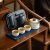 Juego de Té para Viaje al Aire Libre Hecho en Fábrica Horno Ru de Yu Huang Cerámica de Rama de Ciruelo Plegable Tetera Cerámica para Acampar y Beber Té