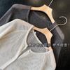 Tencel Lino Protector Solar Exquisito Diseño Calado Sensación Seda de Hielo Casual Flojo Delgado Micro-penetración Cárdigan de Punto para Mujer