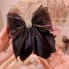 Francês de alta qualidade Preto Big Bow Hairpin Mulheres de Alta Qualidade Sense Hairpin Acessórios para o Cabelo Headwear Elegante Cabeça Clipe de Mola
