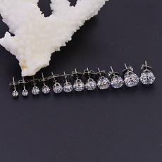 日韩 diy热销优雅镶水滴锆石耳环百搭耳针气质小清新耳环饰品