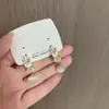Nuevos Pendientes de Espiga de Trigo Piedra Ojo de Gato, Exquisitos y Versátiles Clips para Orejas, Pendientes Largos de Moda, Joyería para Orejas al por Mayor para Mujeres