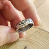 Anel Mantra de Seis Caracteres Vintage Anel Liso Design para Dedo Indicador Paz Anel Largo Anel Aberto Masculino