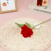 Terciopelo Rojo Rosa Lujo Accesible Serie de Flores Artificiales Sencillas Adornos para Sala de Estar Modernos Decoraciones para Bodas al Aire Libre