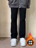 Jeans Ajustados Rectos Negros Talla Grande para Mujer Otoño e Invierno Forrados de Felpa para Chicas Gorditas Elásticos Adelgazantes Forma de Pera Pantalones Americanos