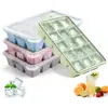 Bandeja de cubitos de hielo grande más vendida con tapa, Bandeja de hielo para conservación de sopa congelada de 4 compartimentos, Molde de hielo cuadrado de silicona para alimentos congelados de 15 compartimentos