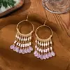Pendientes de Aro Bohemio con Borla de Cuentas para Mujer, Pendientes Largos Hechos a Mano con Cuentas de Estilo Étnico, Viaje a Yunnan Tíbet