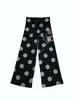Calça Comprida Y2K Tendência Retro Transfronteiriça Verão 2026 Nova Coreana Estampa de Bolinhas Letras Casual Esportiva Calça Wide Leg Feminina