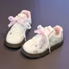 Sapatos Fofos de Solado Grosso para Meninas, Sapatos Casuais Versáteis para Estudantes, Sapatos Brancos com Laço para Meninas que Aumentam a Altura