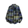 Camisa Larga de Cuadros Retro Trendy Estilo Coreano Talla Grande con Solapa y Ropa de Abrigo C2192-P30Oferta Especial