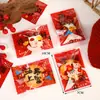 Bolsas de Empaque para Galletas del Dios de la Riqueza Famosas en Internet para el Año Nuevo, Llenas de Buena Suerte y Riqueza, Bolsas Selladas al Calor con Texto, Dulces de Copo de Nieve Hechos a Mano para el Festival de Primavera