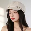 Boina Octogonal Negra, Estilo Artístico Retro Japonés, para Mujeres con Cabello Grueso/Cabeza Grande, Hace que la Cara se Vea Más Pequeña, Boina de Artista de Moda
