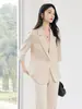 Terno Novo Estilo com Manga Três Quartos para Mulheres, Casual, Emagrecedor, Versátil, Roupa Profissional, Conjunto de Três Peças com Calça
