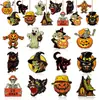 Árvore Decorativa de Madeira para Halloween com 36 Peças Enfeites Retrô Abóbora Bruxa Gato Preto Recorte de Madeira com Etiqueta de Suspensão com Corda
