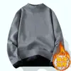 Suéter Cálido de Invierno para Hombre con Cuello Medio Alto, Estilo Nuevo, Tejido de Punto Engrosado con Felpa, Color Sólido, Moda, El Más Fácil de Combinar, Suéter para Hombre