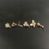 Pendientes de concha con incrustaciones de microcirconita de oro real chapado en cobre con perla, pendientes huecos, pendientes con pasador de plata 925 para DIY, accesorios para pendientes