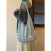 Bolso tejido hueco estilo vacación de verano para mujer, gran capacidad, bolso de hombro informal tipo tote, bolso de playa para el trayecto a la costa