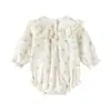 Mameluco de Algodón Puro para Bebé, Mono Floral de Manga Larga, Ropa Linda Floral para Bebé Niña, Mameluco de Primavera y Otoño en Stock