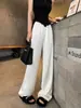 Calça Larga de Cetim de Acetato Branca para Mulheres, Novo Estilo Popular 2026, Calça Fina de Seda Gelada para Outono, Calça Novo Estilo Chinês