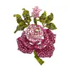 Broche de Rosa Vermelha Totalmente Cravejado de Diamante Liga de Metal Pin de Diamante Colorido Estilo Romântico de Luxo Leve Acessórios Versáteis para Casaco Terno Roupas Atacado
