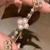 Pulsera Nueva de Trébol de Cuatro Hojas Rosa 2026 para Mujer, Exquisita, Dulce, Fresca, Versátil, de Gama Alta, Popular en Xiaohongshu