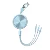Cable de Carga Rápida 3 en 2 de 100W con Panel Giratorio, Cable de Datos de Carga Retráctil PD, Logo Personalizado, Artículo de Regalo de Alta Calidad