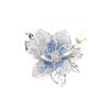 Atmósfera elegante microincrustación de circonita degradado azul morado broche de flor de loto pin de flor de perla de agua dulce de alta calidad