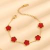 Pulsera exclusiva transfronteriza de flor de cinco pétalos para mujer, temperamento de lujo ligero, nicho, joyería de acero de titanio al por mayor, acero inoxidable, pulsera de cinco flores